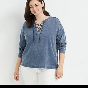 Blue lace up sweatshirt